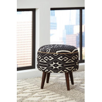Coaster Furniture 918492 Round Upholstered Ottoman Black and White